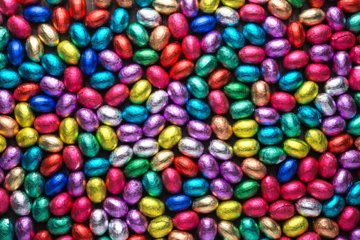 Colorful Chocolate Easter Eggs Background