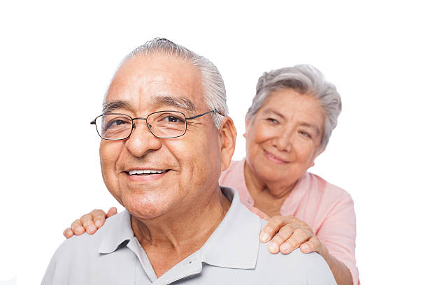 istock Happy senior man with his wife behind him 174757540