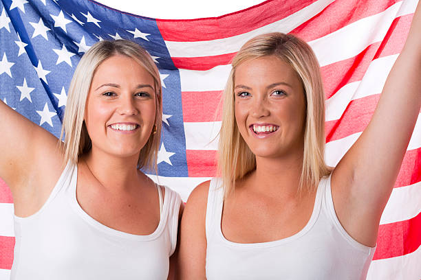 Female Supporters Cheering for America