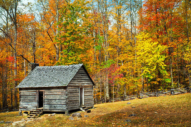 cabina, montañas great smoky, gatlinburg tennessee, ee.uu. - house appalachian mountains architectural feature architectural styles fotografías e imágenes de stock