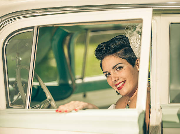 istock Retro girl in the car 174760364