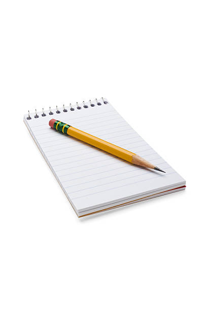 istock Open pocket memo pad with short yellow pencil on top 174760487