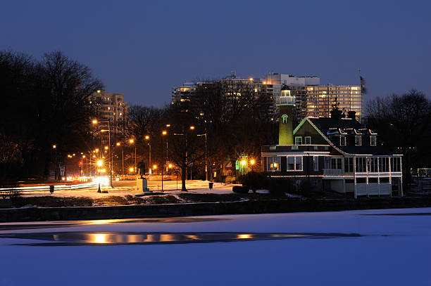 Hyde park lake in the night, London