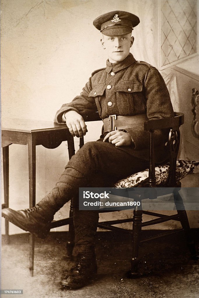 First World War Solider A British soldier from the First World War, c.1918 World War I Stock Photo