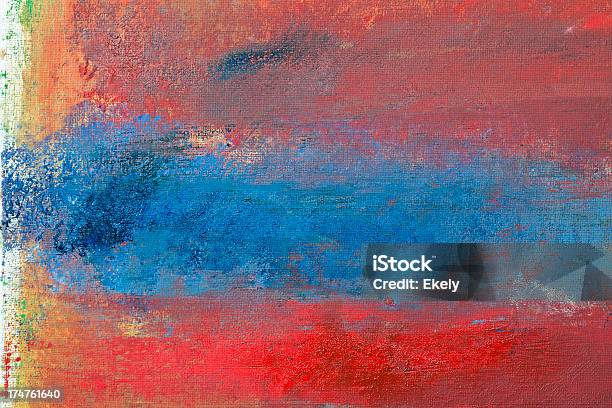 Abstrato Arte Pintada De Fundo Vermelho E Azul - Fotografias de stock e mais imagens de Abstrato - Abstrato, Action Painting, Amarelo