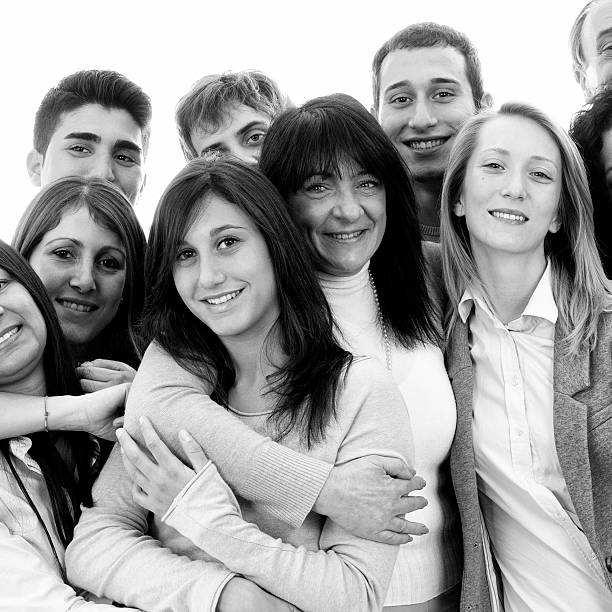 istock Group of People Embracing.Black And White 174761883