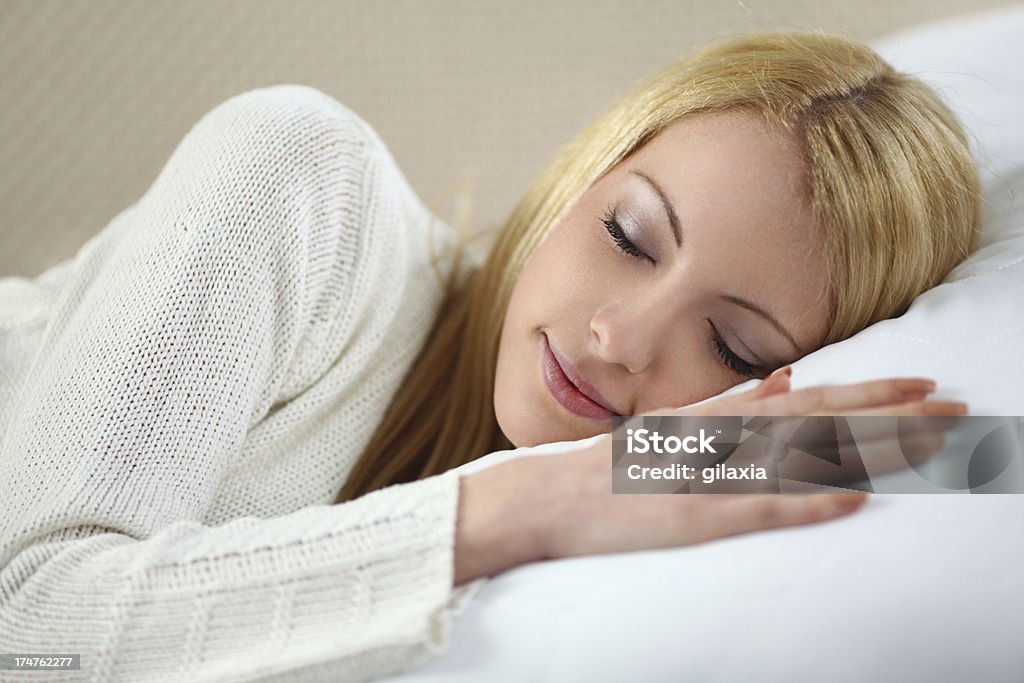Sweet dreams. Closeup of blond woman sleeping. 25-29 Years Stock Photo