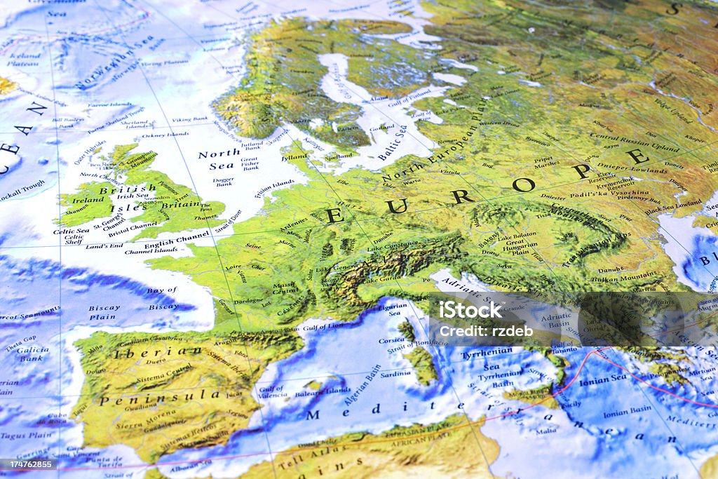 Europa Karte - Lizenzfrei Karte - Navigationsinstrument Stock-Foto