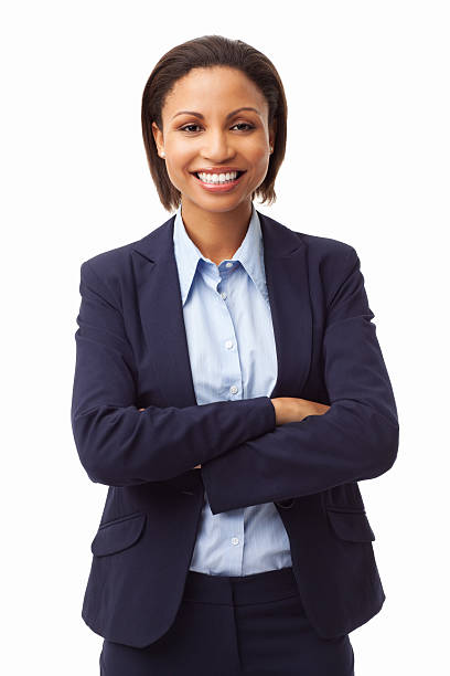 istock Happy Female Executive With Hands Folded - Isolated 174763077