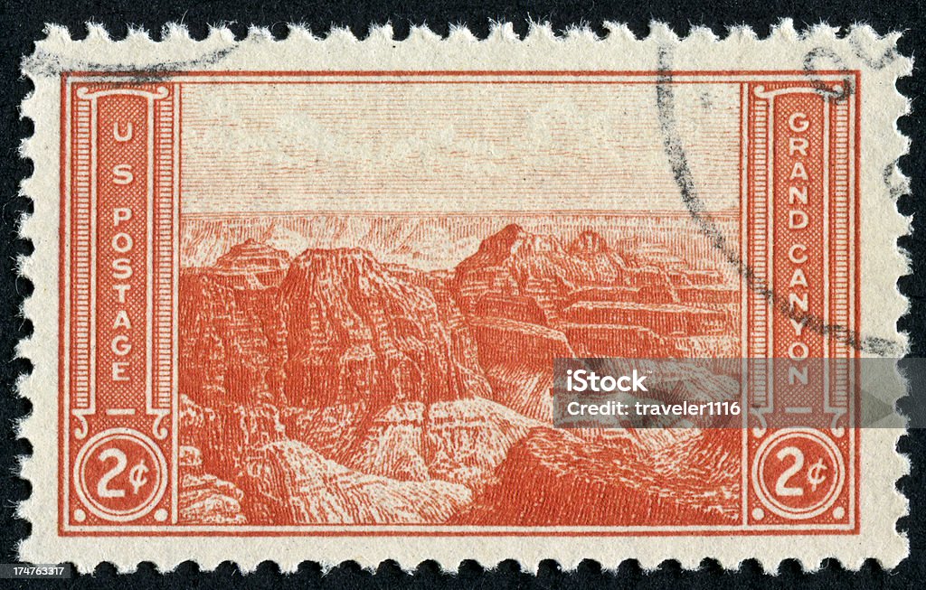 Grand Canyon Stamp - Foto stock royalty-free di Arancione