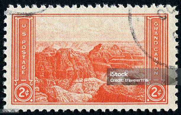 Grand Canyon Stamp - Fotografie stock e altre immagini di Arancione - Arancione, Arizona, Canyon