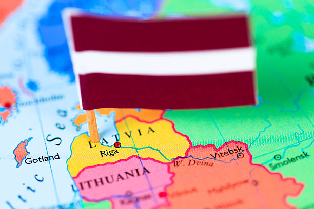 istock Map and flag of Latvia 174763439