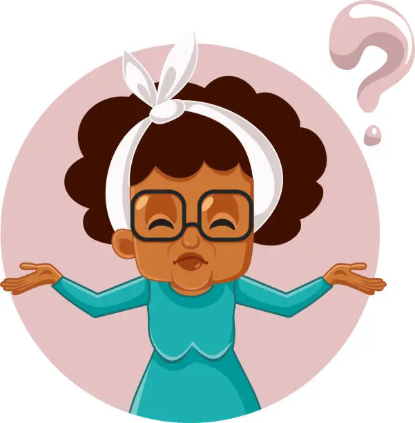 Vector illustration of Senior Woman Wondering What to Do Vector Cartoon Character