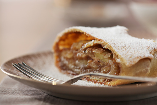 Traditional austrian cake made with thin pastry and apples