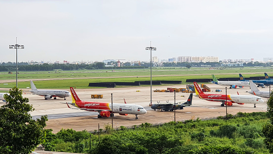 Ho Chi Minh City, Vietnam - September 19, 2020 : Airplanes On The Ground At Tan Son Nhat International Airport (SGN-VVTS).