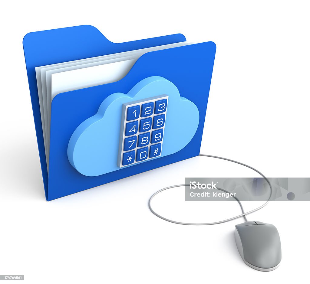 3 D cartella con protezione del Cloud - Foto stock royalty-free di Archivio