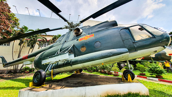 Ho Chi Minh City, Vietnam - September 5, 2020 : Mil Mi-8 Helicopter On Display In Vietnam People's Air Force Museum.