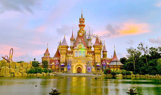 Nha Trang, Vietnam - December 23, 2019: View of the Vinpearl Amusement Park on Hon Tre Island.