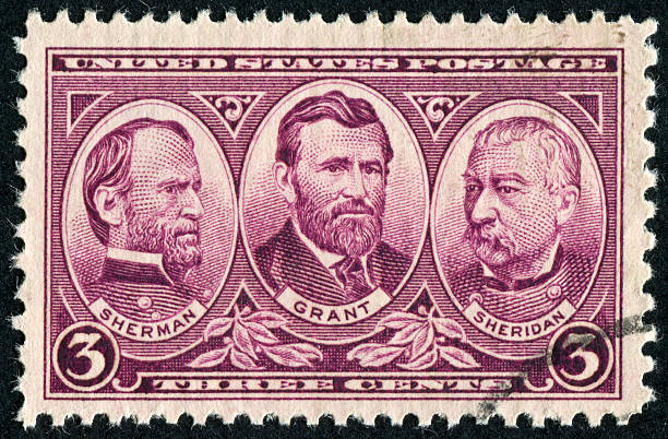 シャーマン、グラント、シェリダン stamp - symbol president ulysses s grant usa ストックフォトと画像