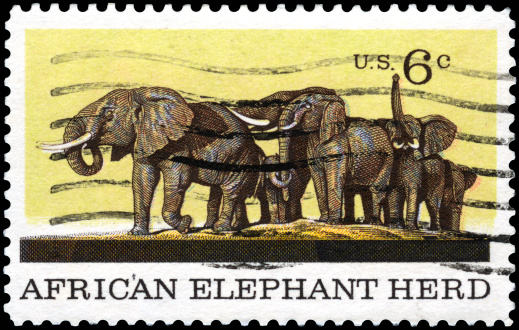 USA Postage Stamp: African Elephant Herd.