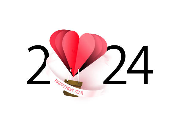 istock Happy new year 2024. Heart air balloon. Love theme 1747676534