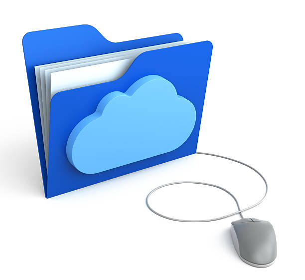 3 d cartella con cloud - filing cabinet archives computer mouse file foto e immagini stock