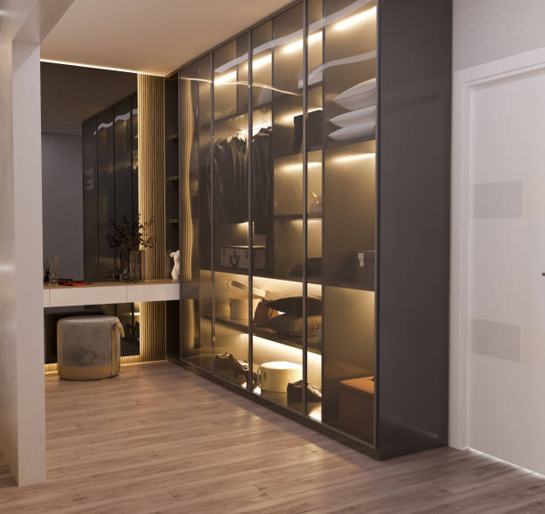 istock wall closet with dressings table with big mirror with dressing table seater 1747691445