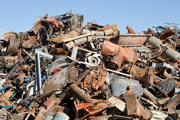 istock Scrap Metal Pile against Blue Sky 174769146