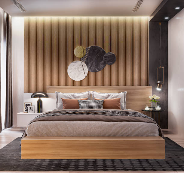 istock 3d rendering modern luxury bedroom with wooden headboard interior design 1747691977
