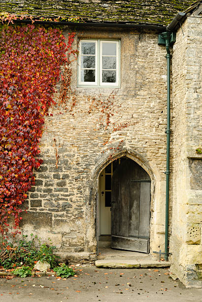 Stone House with Open Door stock photo