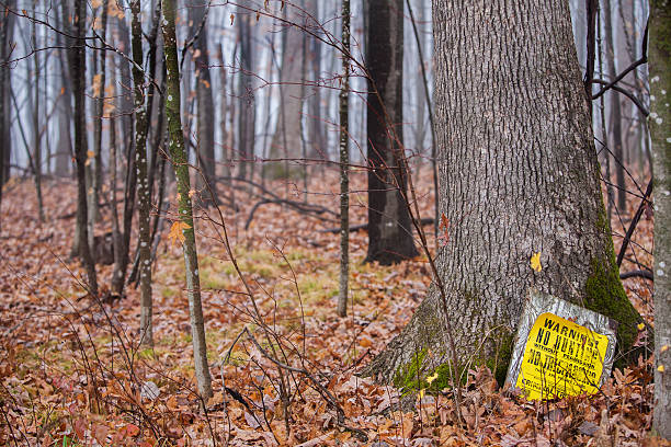 istock faded forgotten no hunting tresspassing sign 174769635