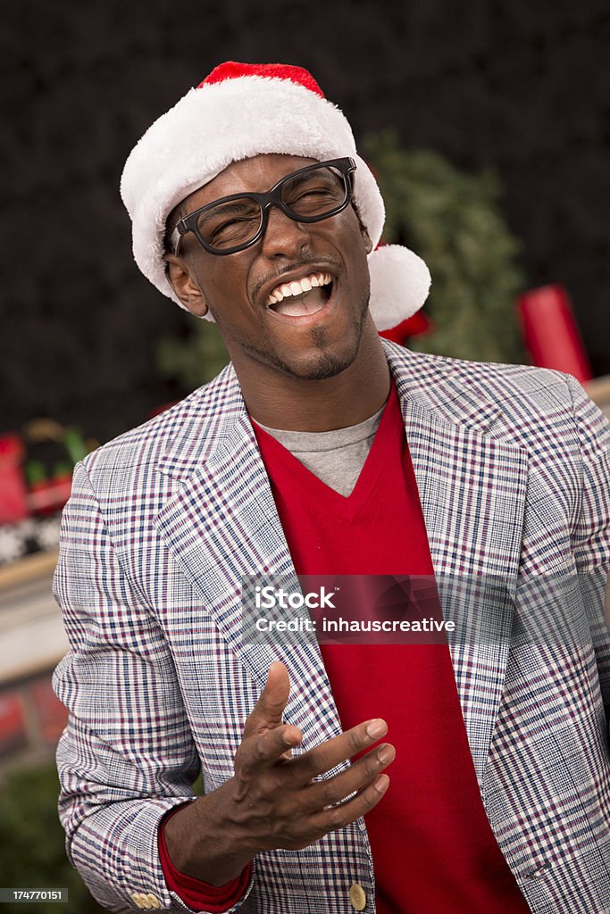 Nerdy афроамериканцы в рождественской вечеринки - Стоковые фото Африканская этническая группа роялти-фри