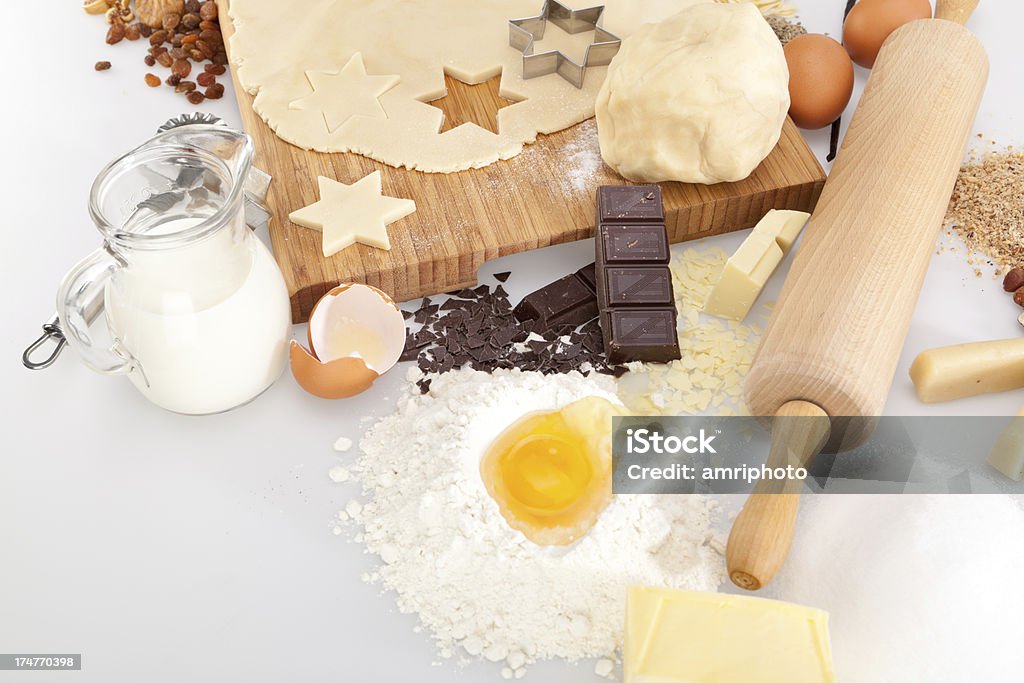 Ingredienti per Natale biscotti - Foto stock royalty-free di Bianco