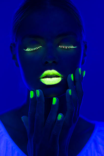 istock Ultraviolet Women Portrait with Lime Green Fingernails 174770501