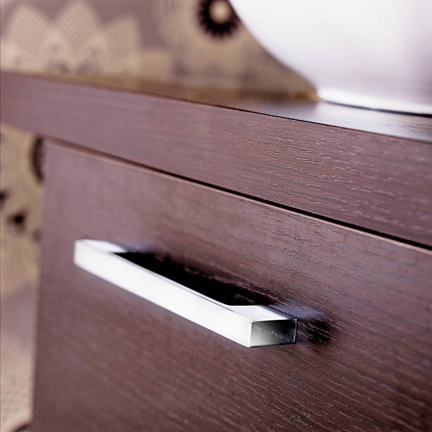 istock Close up of chrome cupboard handle in bathroom 174770644