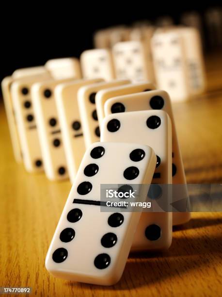 Number Six On A Domino Effect Stock Photo - Download Image Now - Backgrounds, Change, Changing Form