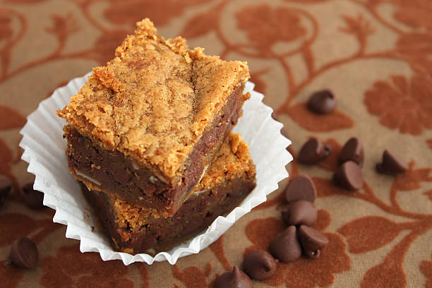 Chocolate chip cookie bars stock photo