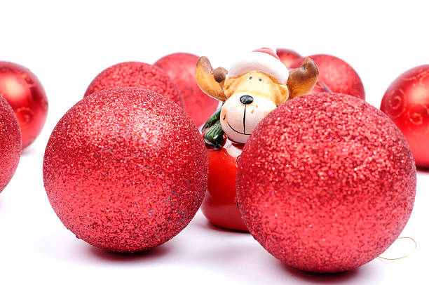 istock Red Christmas Baubles and Rendeer 174771255