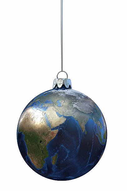 istock Earth Christmas Ball Isolated On White 174771434