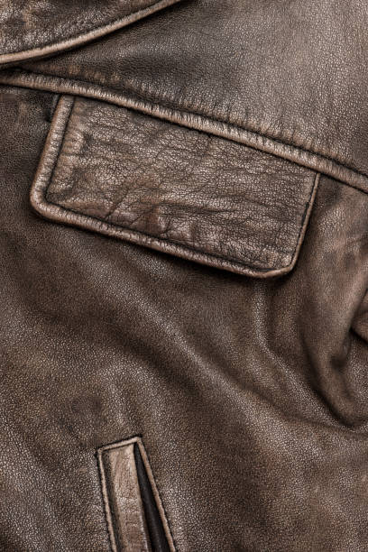 istock Brown leather jacket detail 174771972