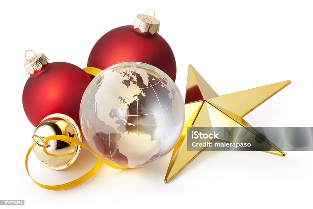 Mondo con decorazioni di Natale - Foto stock royalty-free di Natale