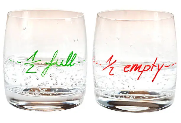 glass half full and half empty
