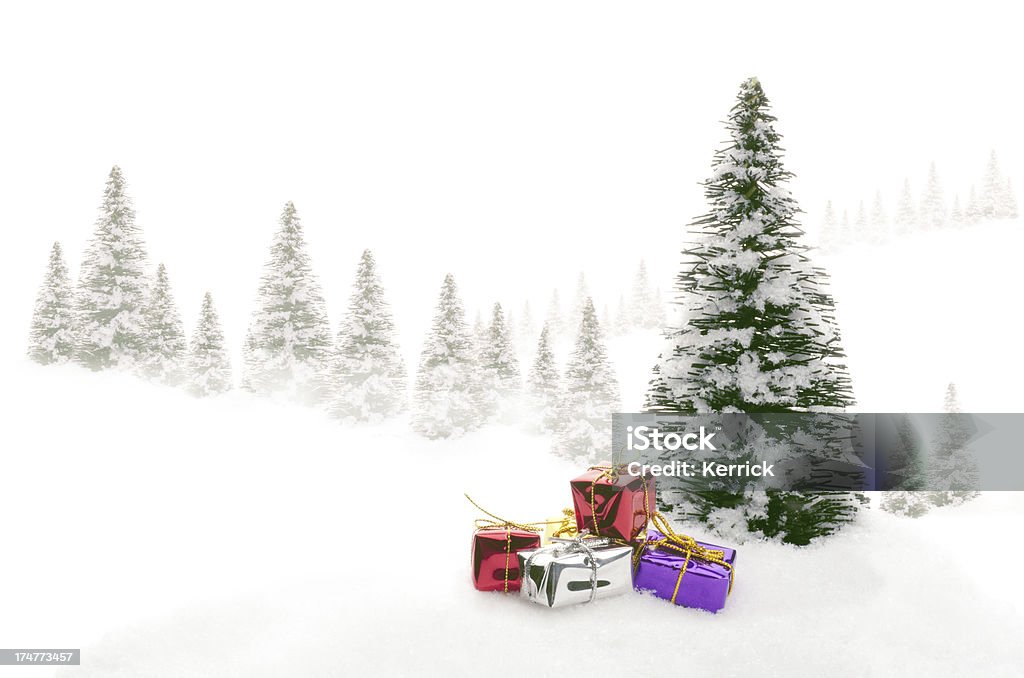 Studio Landschaft von winter mit Geschenken - Lizenzfrei Dreidimensional Stock-Foto