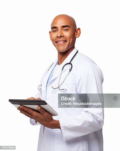 Maschio Medico Con Digital Tabletisolato - Fotografie stock e altre immagini di Adulto - Adulto, Afro-americano, Bellezza