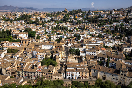 Aerial view of Albaicín district in Granada, Spain