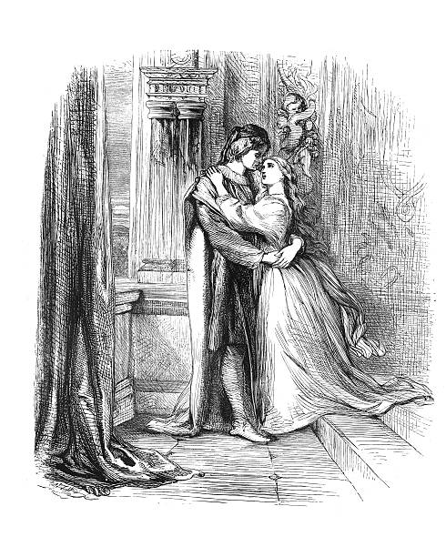 Shakespeare - Romeo and Juliet 19th Century EngravingRomeo and Juliet engraving william shakespeare art painted image stock illustrations