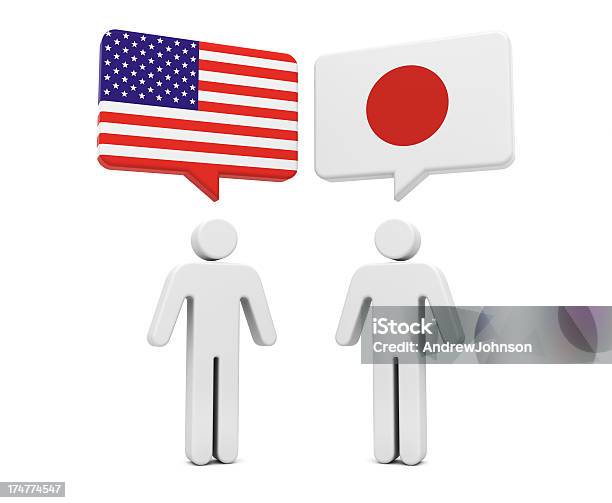 Foto de Conceito Eua Japão e mais fotos de stock de Balão - Símbolo Ortográfico - Balão - Símbolo Ortográfico, Bandeira, Bandeira Japonesa