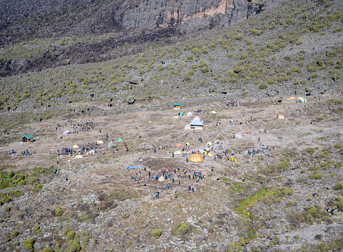 View from the famous Barranco Wall down to the Camp, Mount Kilimanjaro