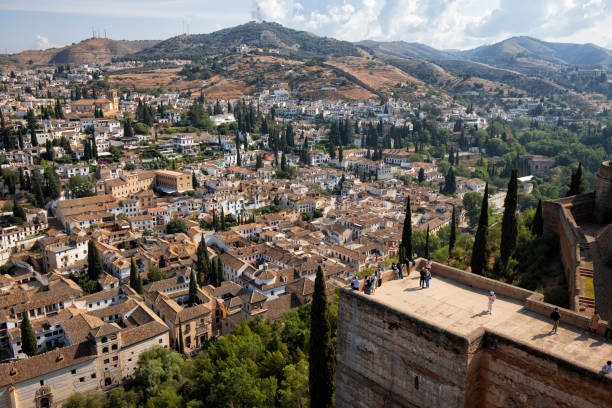 Aerial view of Albaicín district in Granada, Spain