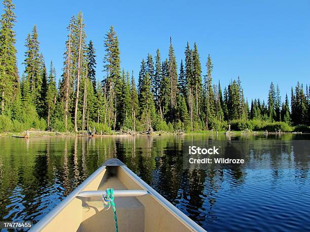 카누 부동 On 고요한 호수 멀리 떨어진에 대한 스톡 사진 및 기타 이미지 - 멀리 떨어진, 선수, 0명